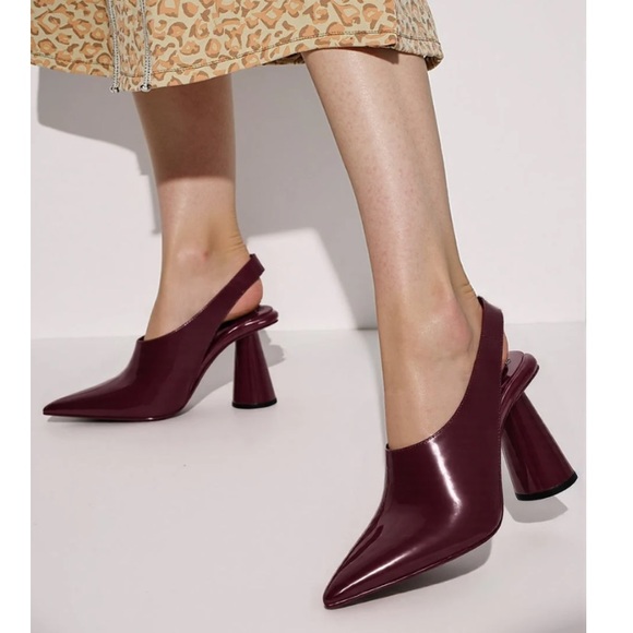 JW PEI Shoes - JW PEI New Vivovr Burgundy Heel Slingback Pumps Size 8